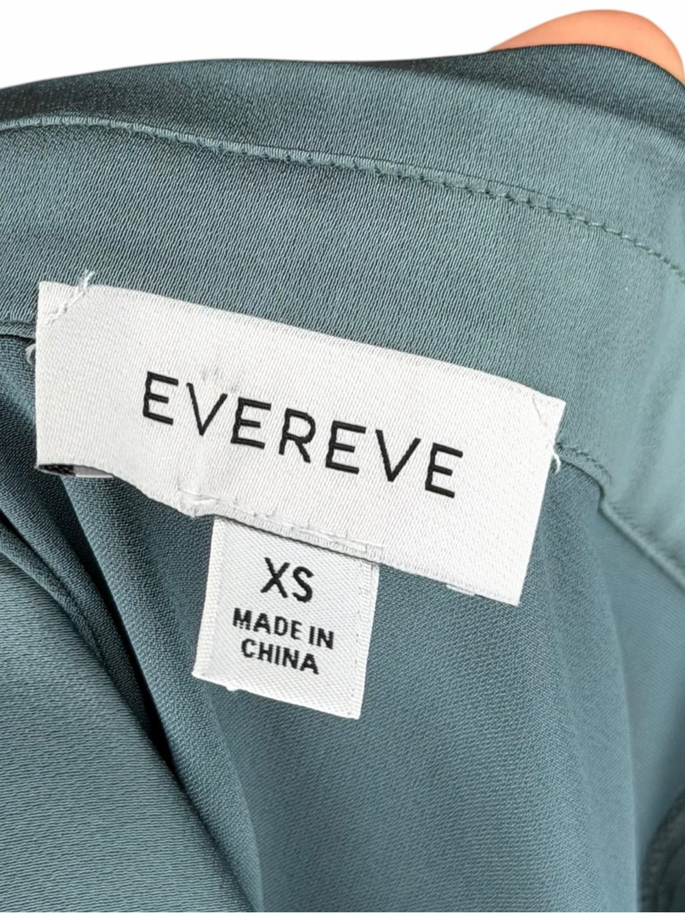 EVEREVE Carrie Double Zip Satin Shirt Dusty Teal Collared Blouse Women's Size XS - Picture 5 of 6